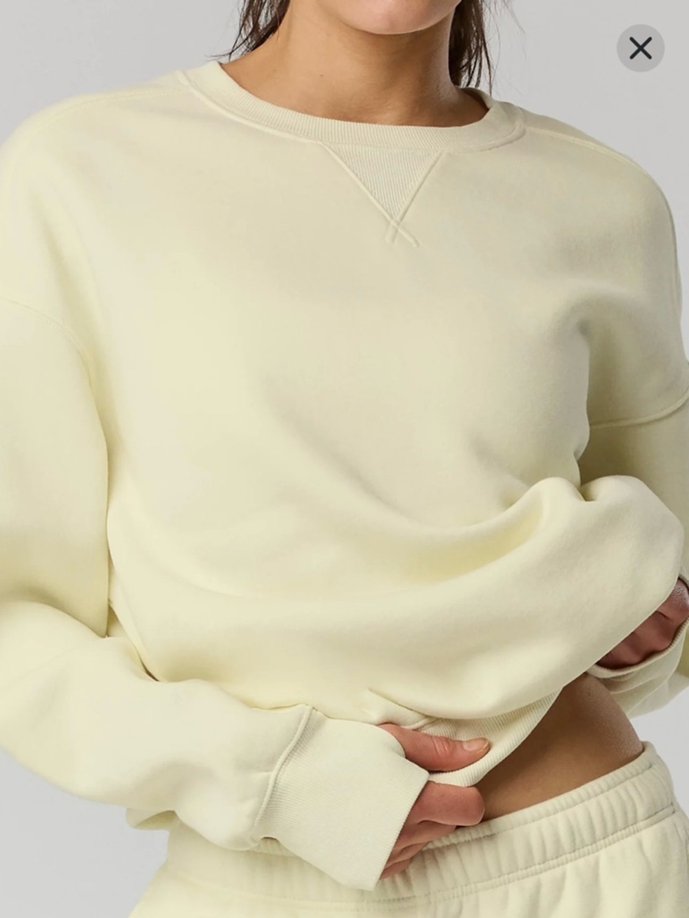 OFFLINE By Aerie Cloud Fleece Oversized Sweatshirt Short Set in Yellow Notes S